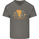 My Pizza Universe Funny Food Diet Mens V-Neck Cotton T-Shirt Charcoal