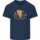 My Pizza Universe Funny Food Diet Mens V-Neck Cotton T-Shirt Navy Blue