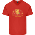 My Pizza Universe Funny Food Diet Mens V-Neck Cotton T-Shirt Red