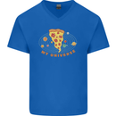 My Pizza Universe Funny Food Diet Mens V-Neck Cotton T-Shirt Royal Blue