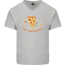 My Pizza Universe Funny Food Diet Mens V-Neck Cotton T-Shirt Sports Grey