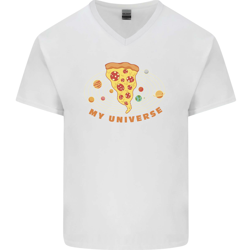 My Pizza Universe Funny Food Diet Mens V-Neck Cotton T-Shirt White
