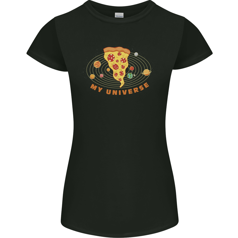 My Pizza Universe Funny Food Diet Womens Petite Cut T-Shirt Black