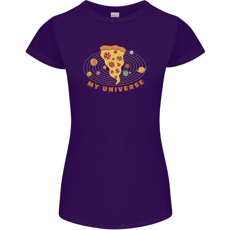 My Pizza Universe Funny Food Diet Womens Petite Cut T-Shirt Purple