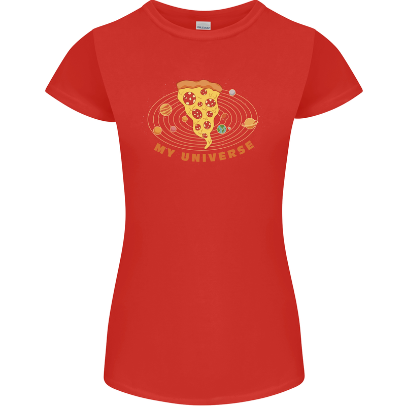 My Pizza Universe Funny Food Diet Womens Petite Cut T-Shirt Red