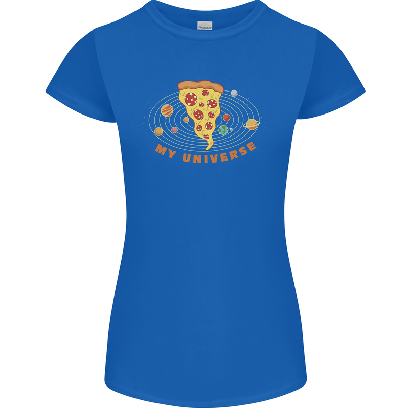 My Pizza Universe Funny Food Diet Womens Petite Cut T-Shirt Royal Blue
