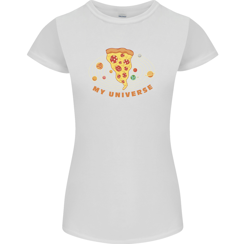 My Pizza Universe Funny Food Diet Womens Petite Cut T-Shirt White