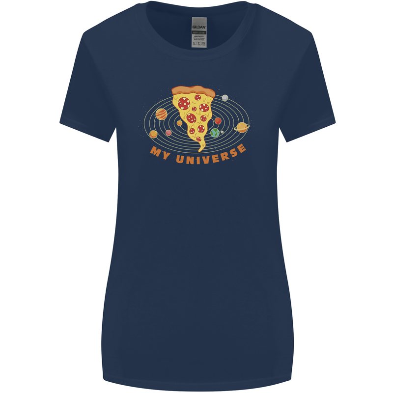 My Pizza Universe Funny Food Diet Womens Wider Cut T-Shirt Navy Blue