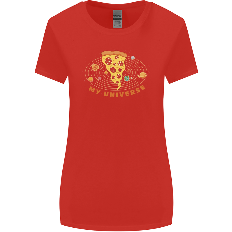 My Pizza Universe Funny Food Diet Womens Wider Cut T-Shirt Red
