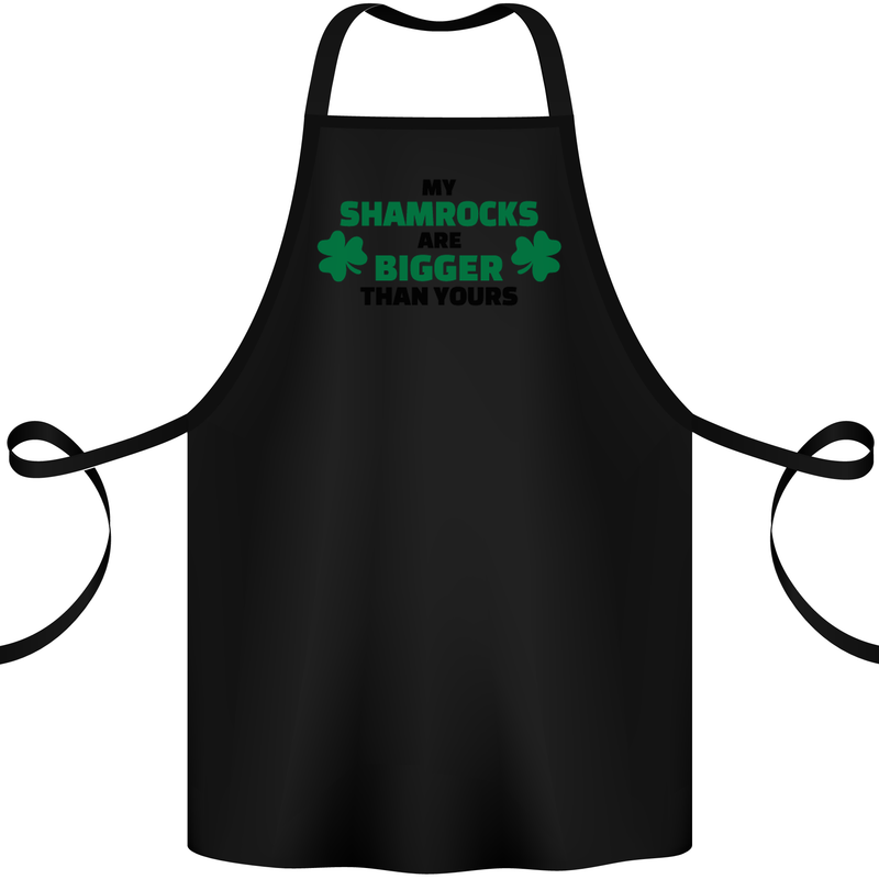 My Shamrocks Funny St. Patrick's Day Boobs Cotton Apron 100% Organic Black