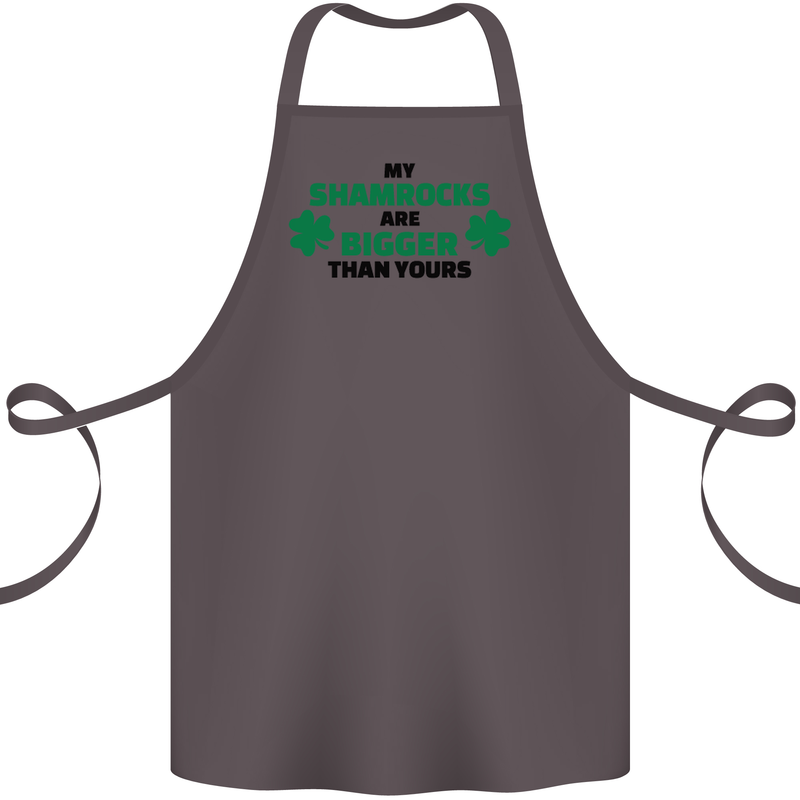 My Shamrocks Funny St. Patrick's Day Boobs Cotton Apron 100% Organic Dark Grey