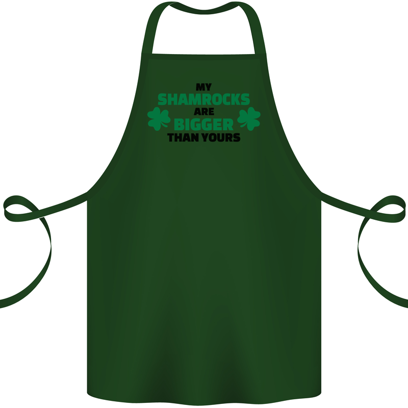 My Shamrocks Funny St. Patrick's Day Boobs Cotton Apron 100% Organic Forest Green