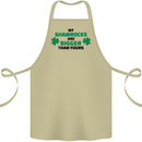 My Shamrocks Funny St. Patrick's Day Boobs Cotton Apron 100% Organic Khaki