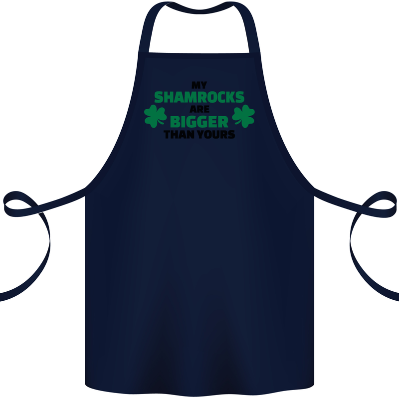 My Shamrocks Funny St. Patrick's Day Boobs Cotton Apron 100% Organic Navy Blue