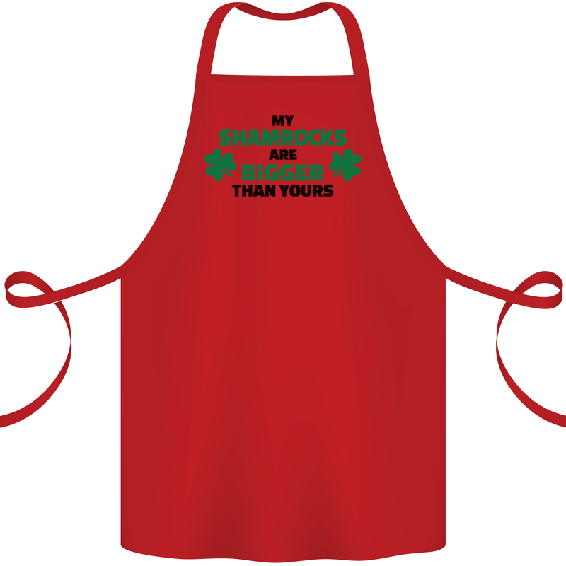 My Shamrocks Funny St. Patrick's Day Boobs Cotton Apron 100% Organic Red