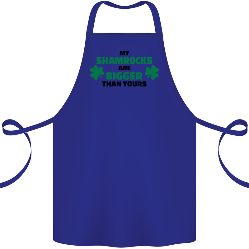 My Shamrocks Funny St. Patrick's Day Boobs Cotton Apron 100% Organic Royal Blue
