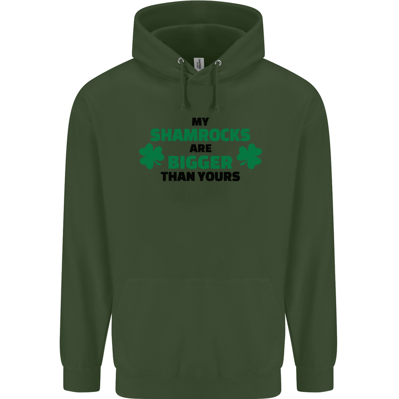 My Shamrocks Funny St. Patrick's Day Boobs Mens 80% Cotton Hoodie Forest Green