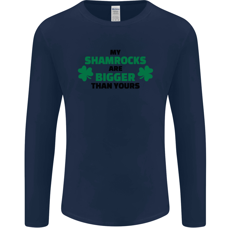 My Shamrocks Funny St. Patrick's Day Boobs Mens Long Sleeve T-Shirt Navy Blue