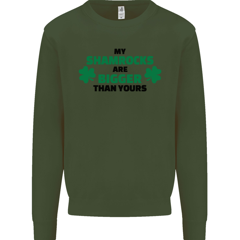 My Shamrocks Funny St. Patrick's Day Boobs Mens Sweatshirt Jumper Forest Green