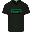 My Shamrocks Funny St. Patrick's Day Boobs Mens V-Neck Cotton T-Shirt Black