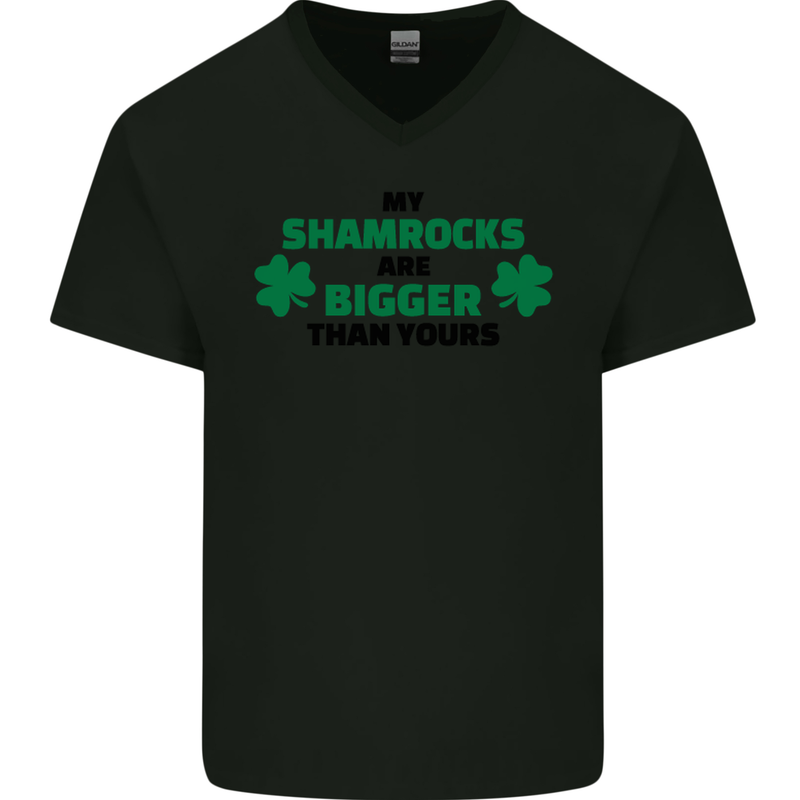 My Shamrocks Funny St. Patrick's Day Boobs Mens V-Neck Cotton T-Shirt Black