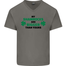 My Shamrocks Funny St. Patrick's Day Boobs Mens V-Neck Cotton T-Shirt Charcoal