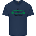 My Shamrocks Funny St. Patrick's Day Boobs Mens V-Neck Cotton T-Shirt Navy Blue