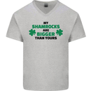 My Shamrocks Funny St. Patrick's Day Boobs Mens V-Neck Cotton T-Shirt Sports Grey