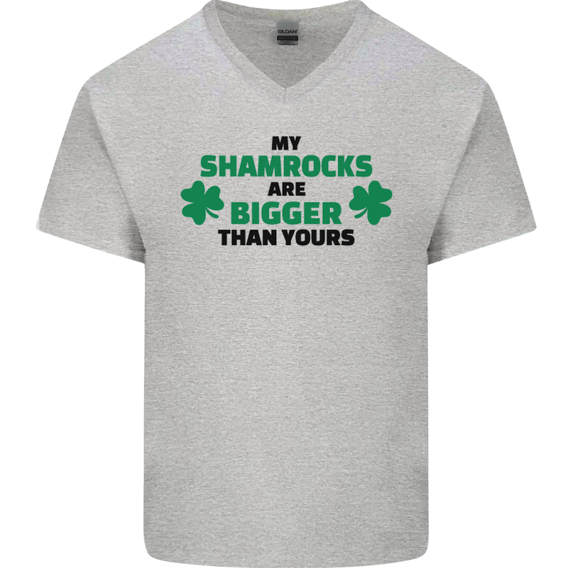 My Shamrocks Funny St. Patrick's Day Boobs Mens V-Neck Cotton T-Shirt Sports Grey