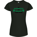 My Shamrocks Funny St. Patrick's Day Boobs Womens Petite Cut T-Shirt Black