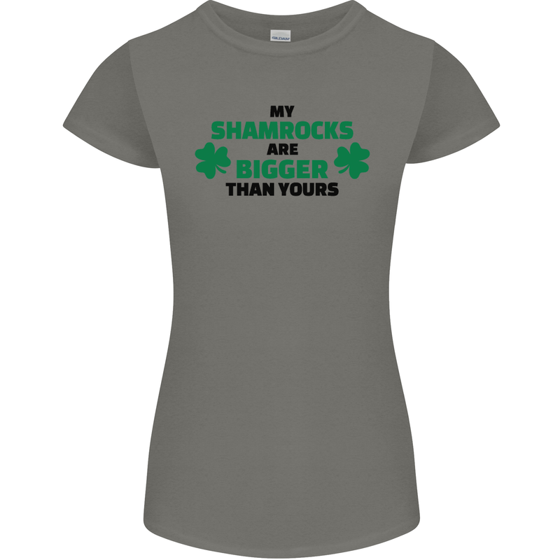 My Shamrocks Funny St. Patrick's Day Boobs Womens Petite Cut T-Shirt Charcoal