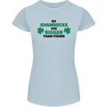My Shamrocks Funny St. Patrick's Day Boobs Womens Petite Cut T-Shirt Light Blue