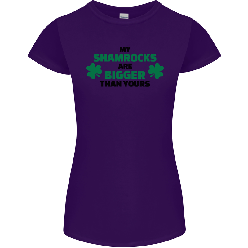 My Shamrocks Funny St. Patrick's Day Boobs Womens Petite Cut T-Shirt Purple