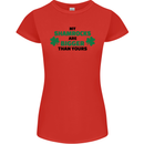 My Shamrocks Funny St. Patrick's Day Boobs Womens Petite Cut T-Shirt Red