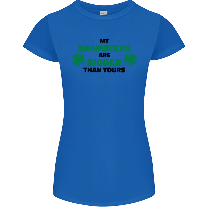 My Shamrocks Funny St. Patrick's Day Boobs Womens Petite Cut T-Shirt Royal Blue
