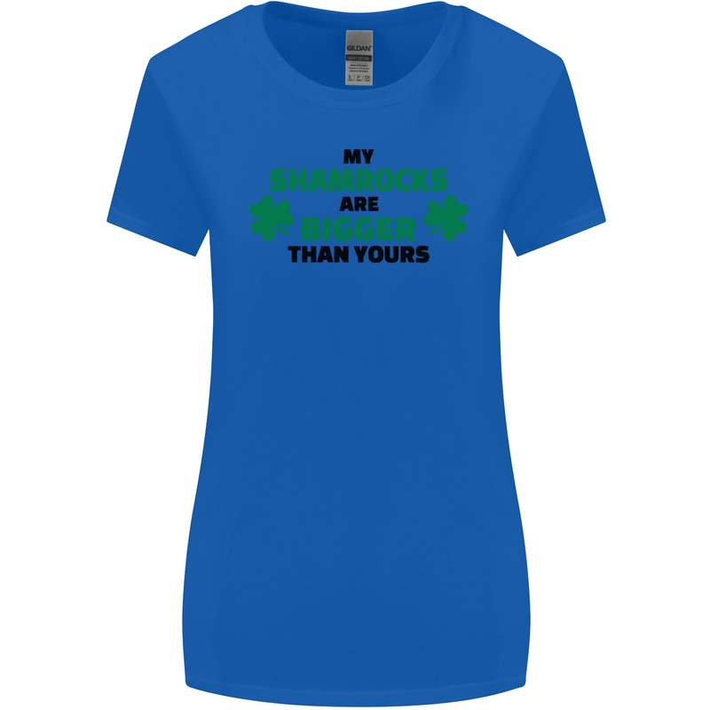 My Shamrocks Funny St. Patrick's Day Boobs Womens Wider Cut T-Shirt Royal Blue