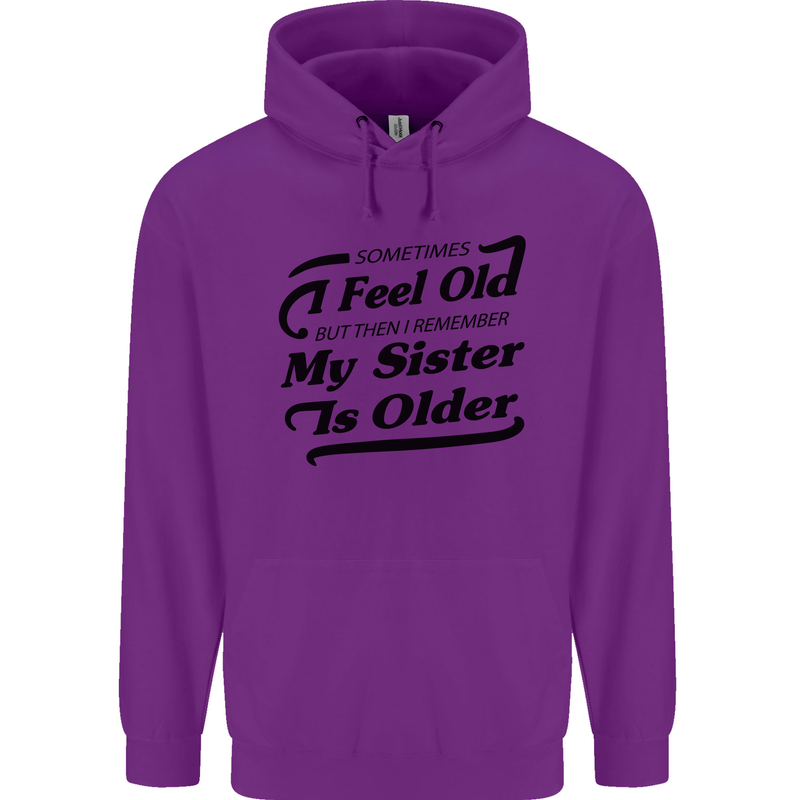 My Sister is Older 30th 40th 50th Birthday Childrens Kids Hoodie Purple