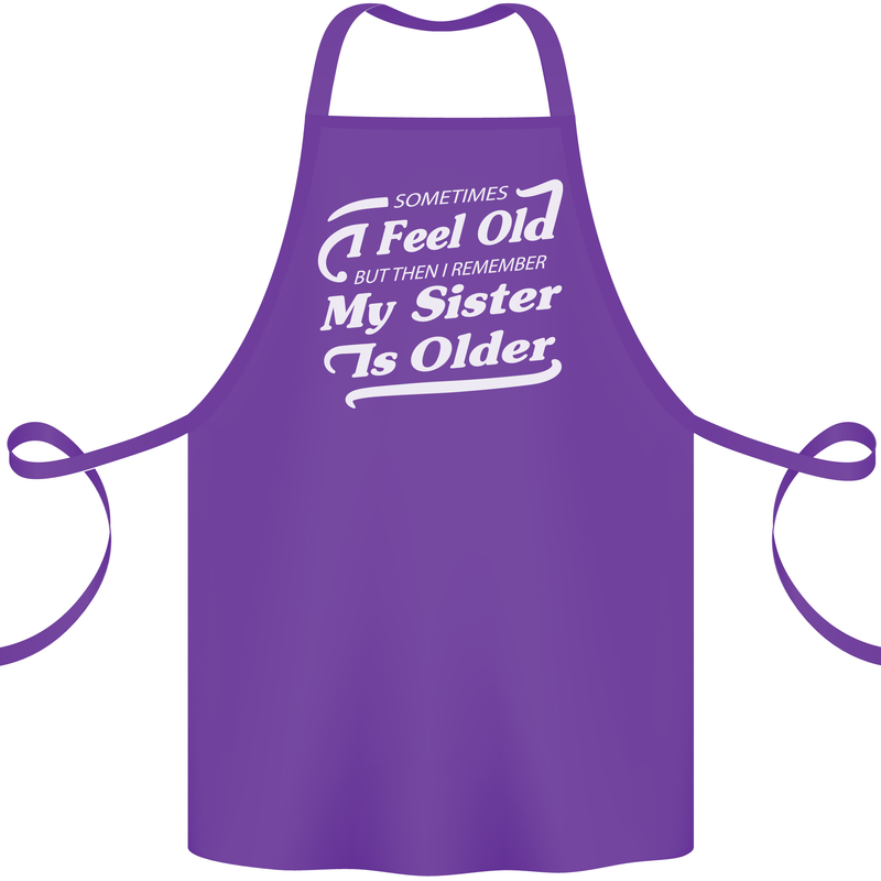 My Sister is Older 30th 40th 50th Birthday Cotton Apron 100% Organic Purple