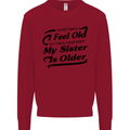 My Sister is Older 30th 40th 50th Birthday Kids Sweatshirt Jumper Red