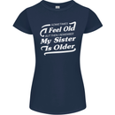 My Sister is Older 30th 40th 50th Birthday Womens Petite Cut T-Shirt Navy Blue