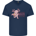 My Students Axolotl Questions Teacher Funny Mens V-Neck Cotton T-Shirt Navy Blue