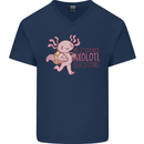 My Students Axolotl Questions Teacher Funny Mens V-Neck Cotton T-Shirt Navy Blue