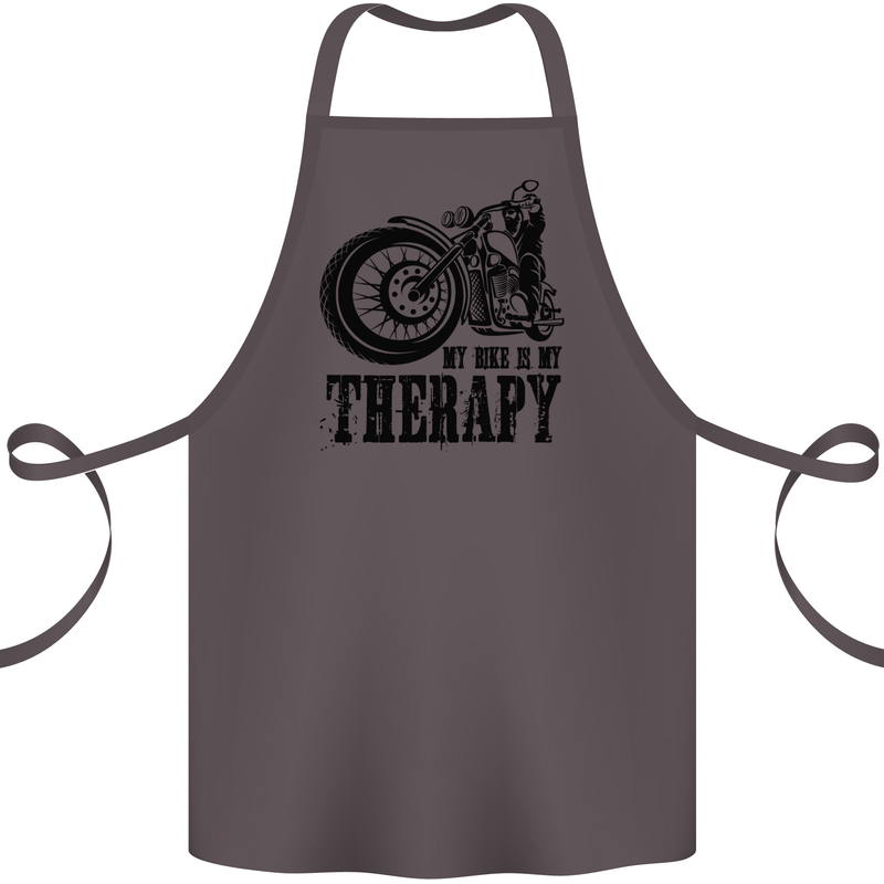 My Therapy Motorcycle Motorbike Biker Cotton Apron 100% Organic Dark Grey