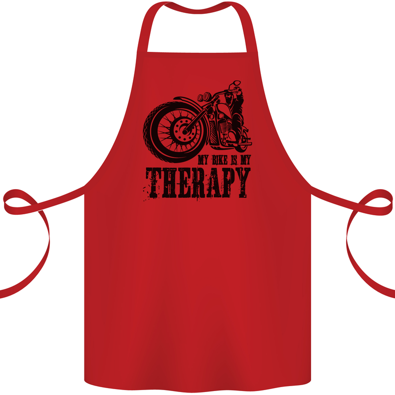 My Therapy Motorcycle Motorbike Biker Cotton Apron 100% Organic Red