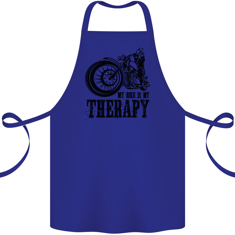 My Therapy Motorcycle Motorbike Biker Cotton Apron 100% Organic Royal Blue