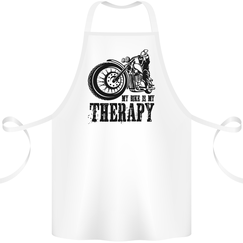 My Therapy Motorcycle Motorbike Biker Cotton Apron 100% Organic White