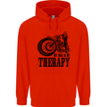 My Therapy Motorcycle Motorbike Biker Mens 80% Cotton Hoodie Bright Red