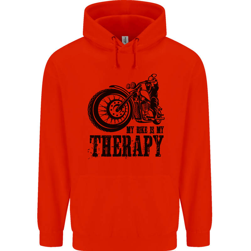 My Therapy Motorcycle Motorbike Biker Mens 80% Cotton Hoodie Bright Red