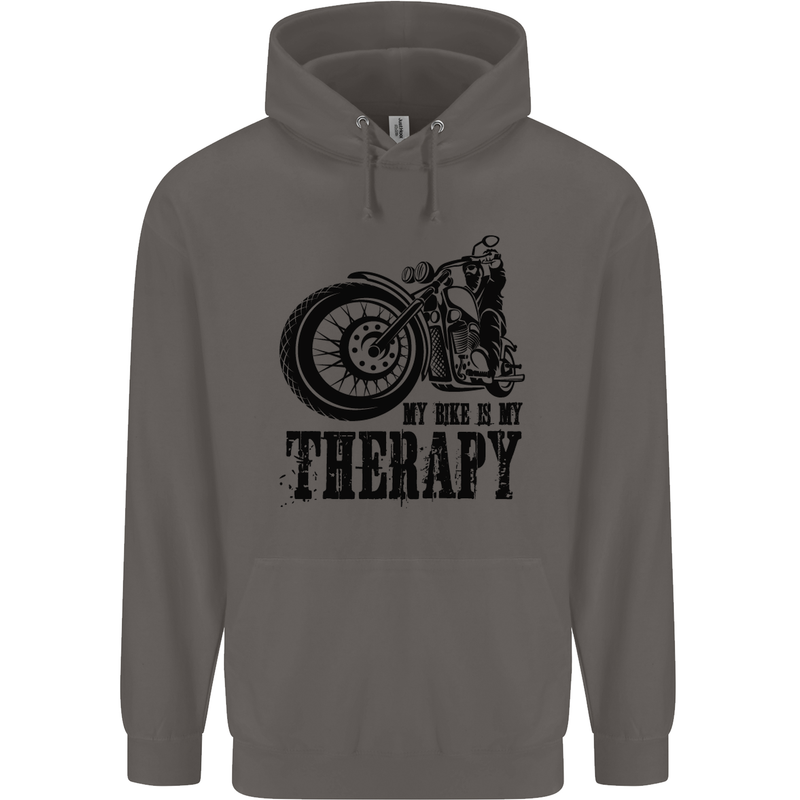 My Therapy Motorcycle Motorbike Biker Mens 80% Cotton Hoodie Charcoal