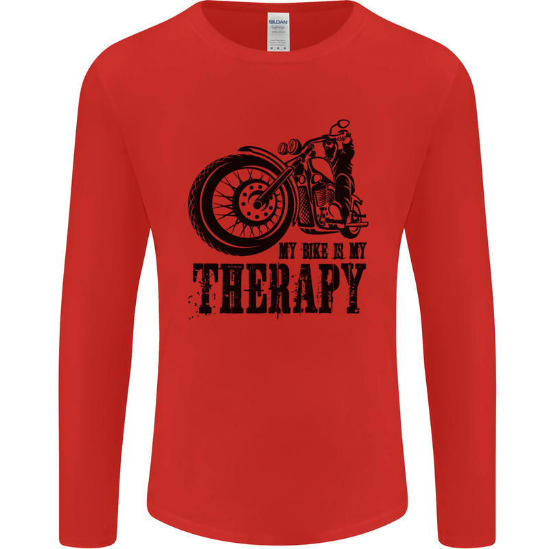 My Therapy Motorcycle Motorbike Biker Mens Long Sleeve T-Shirt Red